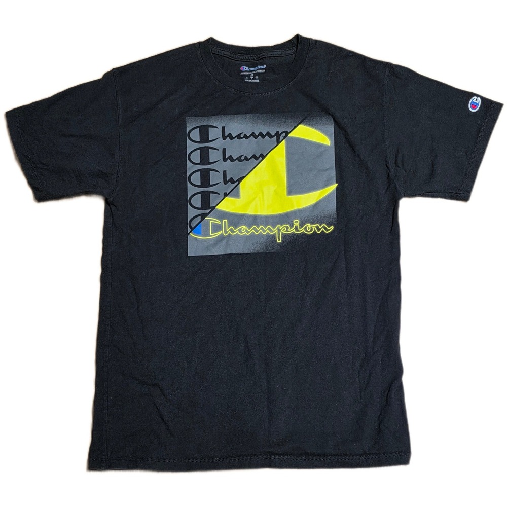 Champion Authentic Athleticwear Graphic T Shirt Men's Size M Black Split Logo